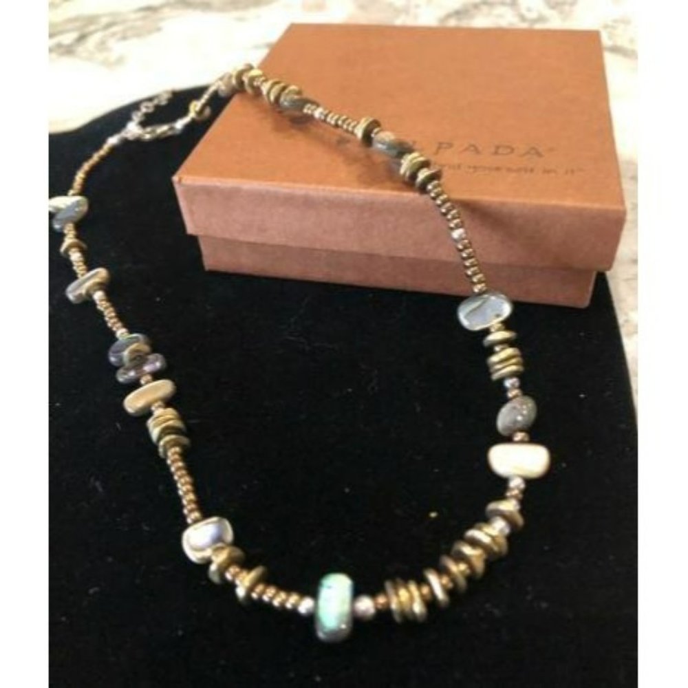 Silpada Sterling Sliver Bronze Seed Beads and Abalone Necklace